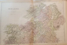 Two 1882 Blackie large maps Ireland north and south parts printed color