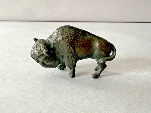 Vintage Bronze Tone Metal Buffalo Bison Figurine