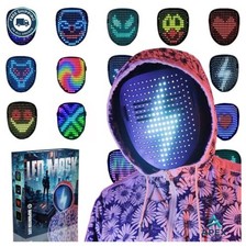 LED Light Up Mask 50 Patterns Gesture Sensing USB-C Rechargeable Adjustable
