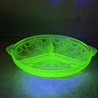 Vintage Uranium Depression Glass HOCKING CAMEO Ballerina 3 Section Dish 7.5”