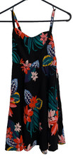 Old Navy Black Red Floral Cami Spaghetti Adjustable Strap Dress Size XS Tropical