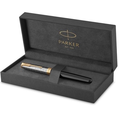 Sonnet Füller | Premium Metal & Black Glanzlack mit Goldbeschichtung | Füllfe...