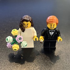 NEW LEGO Bride and Groom Minifigures   Wedding Couple with Bouquet  Ring