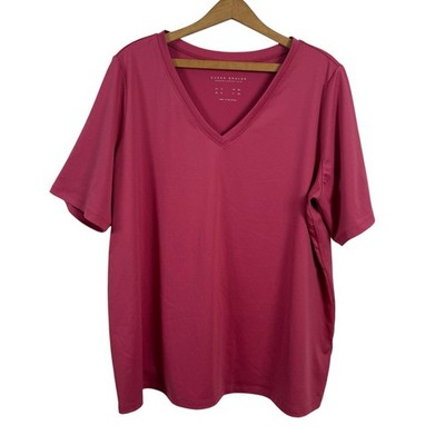 Susan Graver Women Modern Essentials V-Neck Shirt Top 1X Basic Layers Simple 
