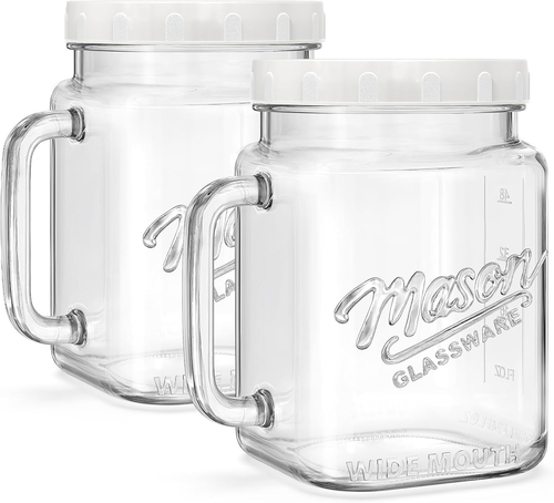 2 Pack Large Mason Jars, 74 Oz Wide Mouth Glass Jar with Lid, Quart Gallon Mason - Picture 10 of 12