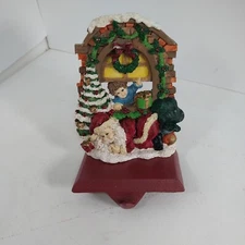 Stocking Hanger The Hiding Santa Mantel Hanger Multi Color Steel ,Resin.