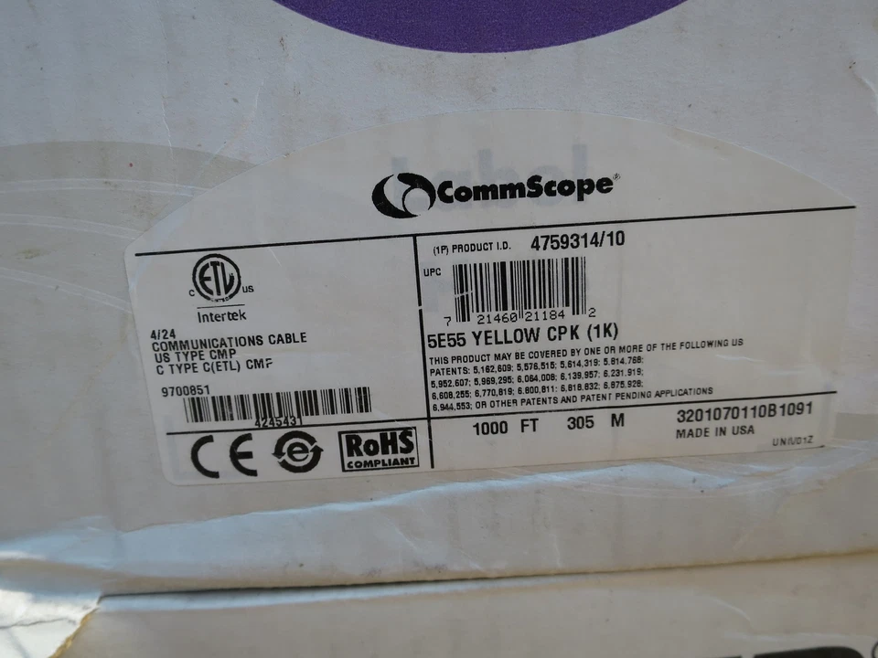 1000' CommScope Yellow 5E55 CPK - Image 2 of 2