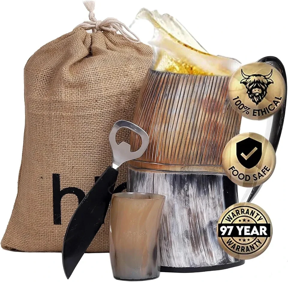 Taza de cuerno vikingo, taza de cuerno para beber, taza de cuerno Ale taza de cerveza regalo de Navidad Foto 3 de 4