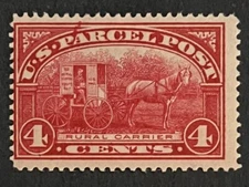 Travelstamps:1912-13 US Stamp Scott # Q4 Rural Carrier Parcel Post 4 cents MOGH