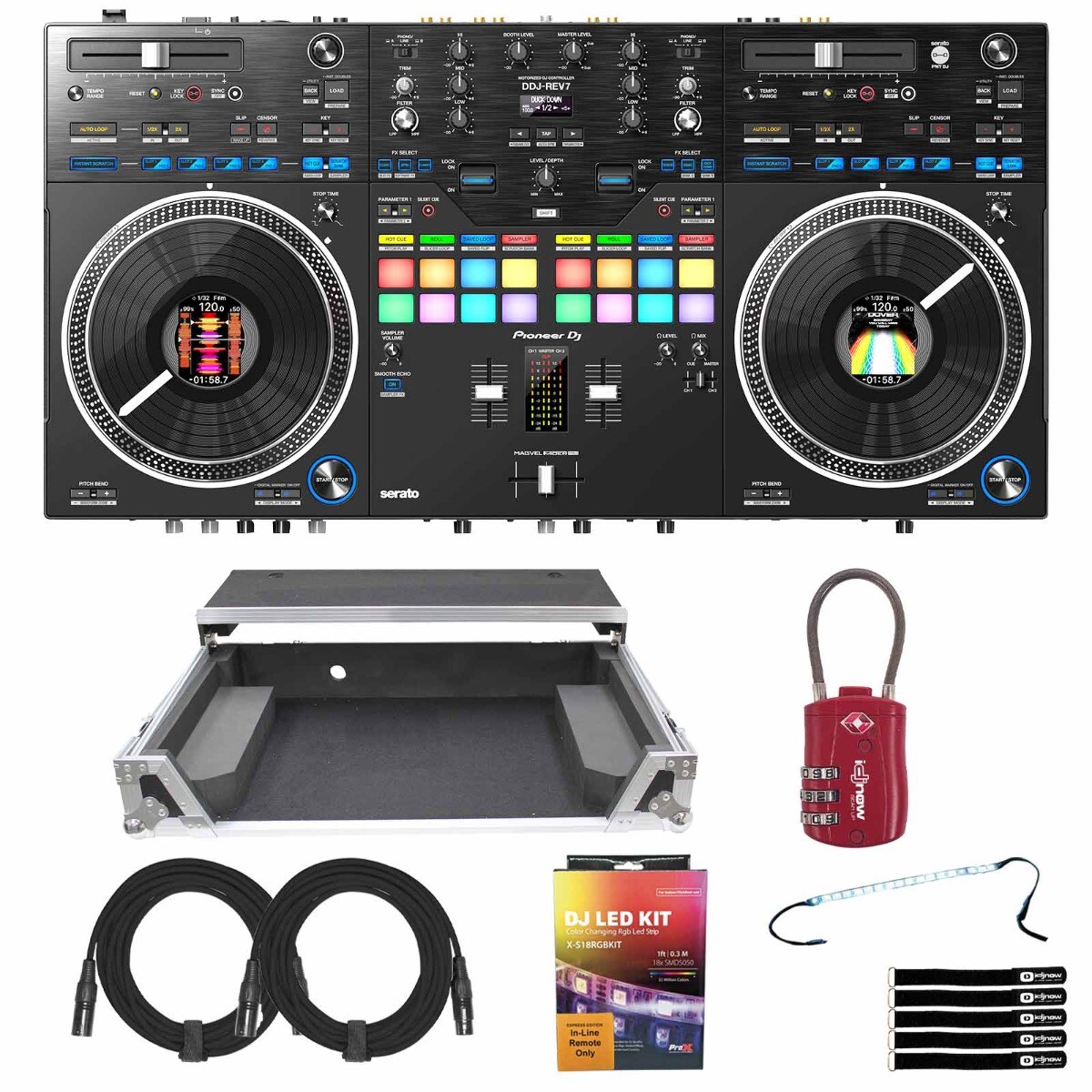 Pioneer DDJ-REV7 - 2-канальный DJ-контроллер Serato в стиле Scratch с серебристым корпусом