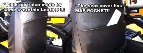 for SATURN SKY 2007-2010 IGGEE S.LEATHER CUSTOM FIT 2 FRONT SEAT COVERS BLACK - Image 4 of 4