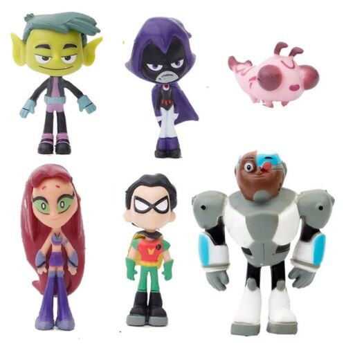 6pcs Set Teen Titans Go Action Figures Toy Beast Boy, Raven, Starfire, Robin