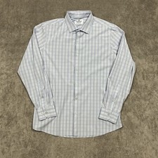 Mizzen Main Shirt Mens Button Up XL Trim Fit Long Sleeve Light Blue Stretch