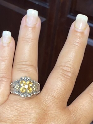 Schillernder Barbara Bixby CITRIN RING 18K Gelbgold & Sterlingsilber Gr. 10