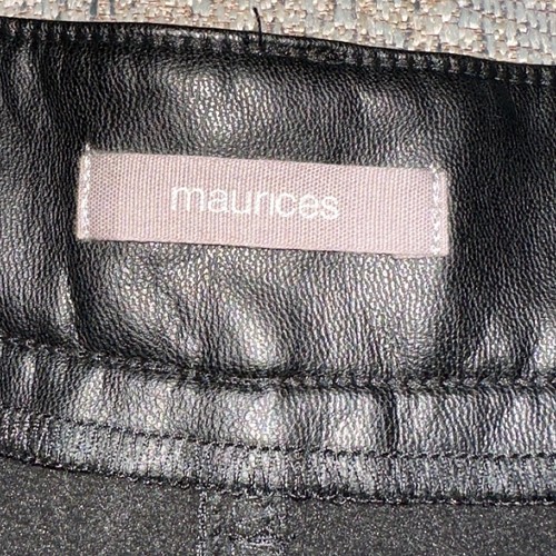 Maurices Faux Leather Womens Pants 14 Black Stretch Skinny Ankle Mid Rise NWOT - Picture 9 of 13