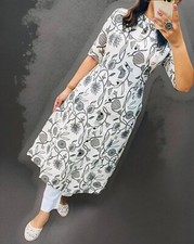 Ethnic Stitched Readymade Soft Cotton Floral Print Trendy 2 Piece Kurti Pant Set