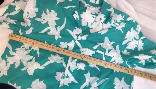 Camisa Hawaiana Helenas Hecha en Hawaii Para Hombres De Colección Verde Azulado Nativo Orquídea Floral L - Imagen 6 de 9