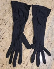 Vintage Size M/L Rayon Black 13" Long Witch Goth Costume Gloves *Holes*