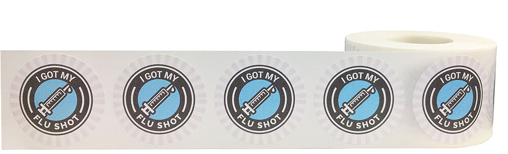 I Got My Flu Shot Did U Stickers - 2 Inch Round Red Vaccination Promotion Stickers 100 Per Roll