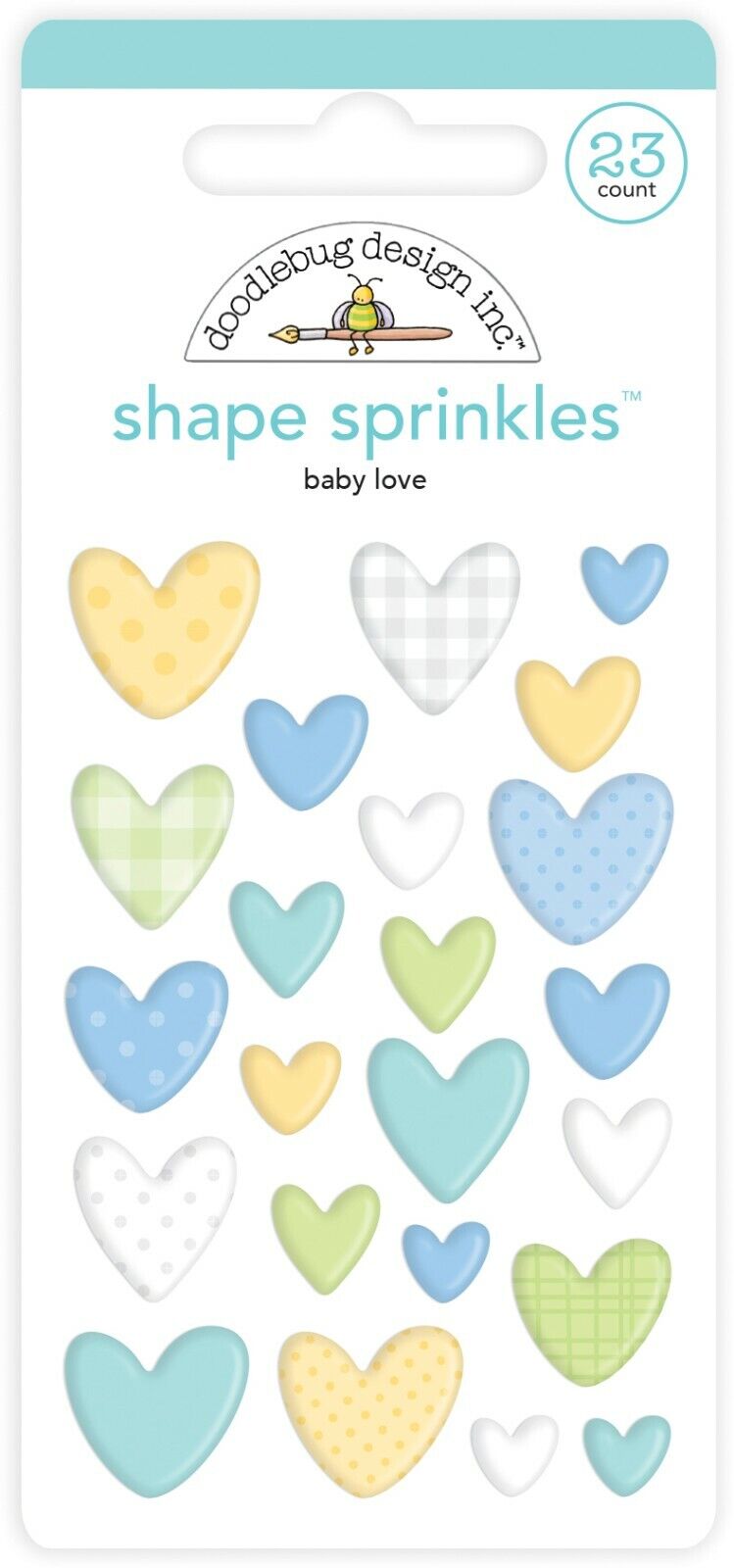 Crafts Doodlebug Sprinkles Puffy Baby Love Heart Shapes Patterns Plaid Dots Blue