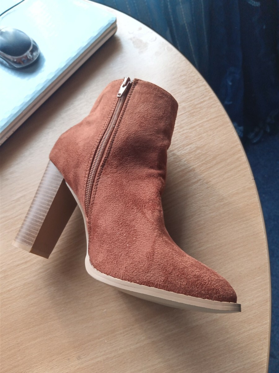 Linzi brown swede Block Heel Ankle Zipped Size UK Euro 40