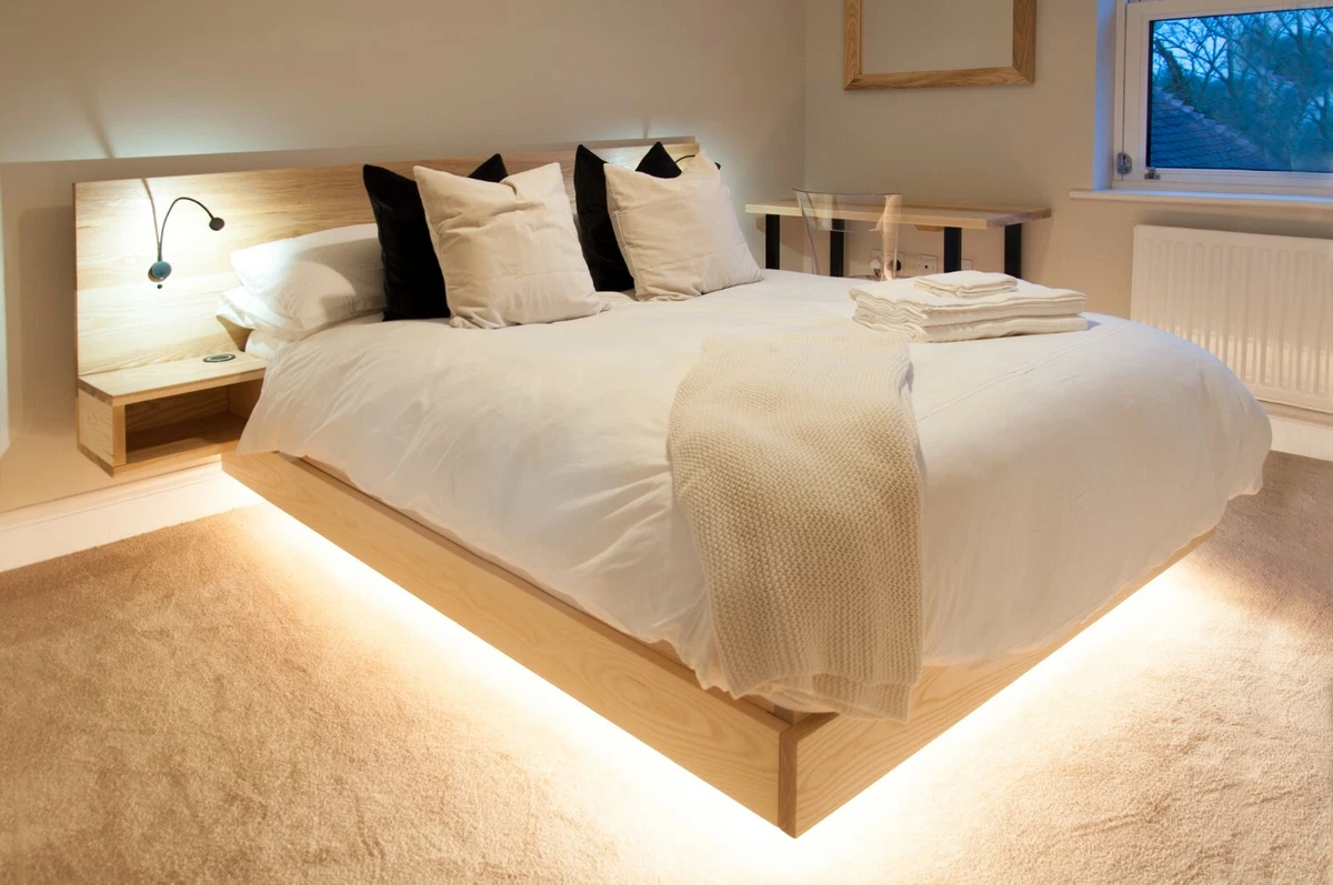 Scandi Floating Bed Handcrafted From Solid Ash