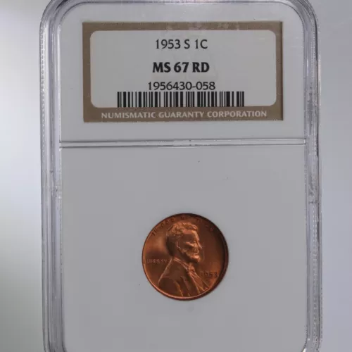 1953-S Lincoln 1C NGC Certified MS67 RD