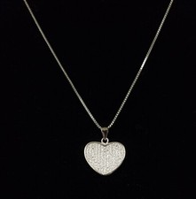 GOLD TONE GENUINE 925 SILVER HEART,PAVE GLITZ CHARM,PENDANT SNAKE CHAIN NECKLACE