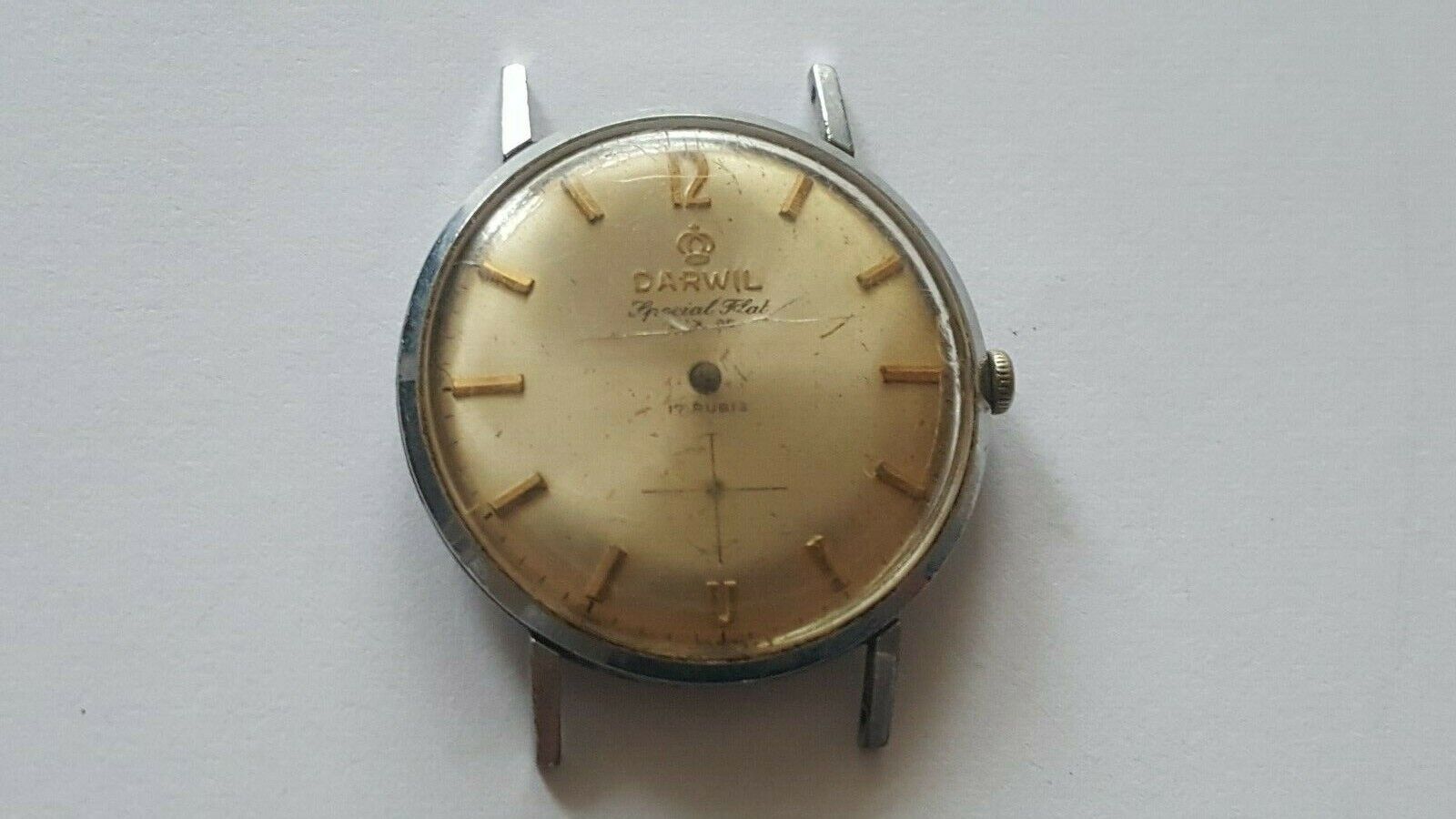 VINTAGE Rare swiss made DARWIL Special flat Luxe 66 watch 17 rubis jewels c!