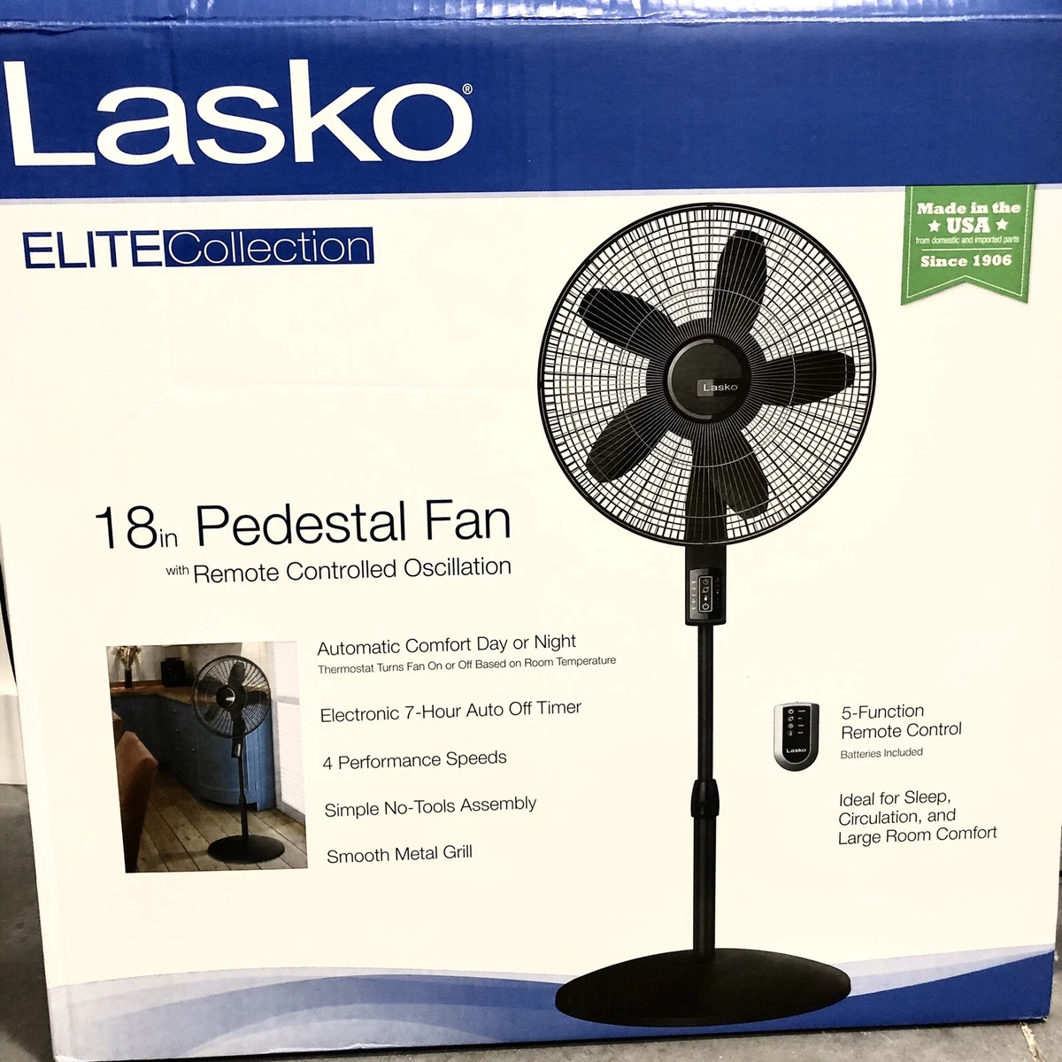 Lasko 18 in Pedestal Fan w/ Remote Control Elite Collection Made in USA |  eBay