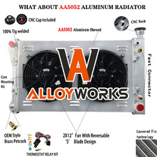 4 Row Radiator Shroud Fan Fit 1988-1997 Chevy Pickup C1500 C2500 C3500 5.0l 5.7l