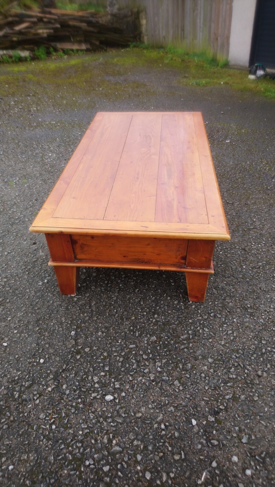 LARGE VINTAGE CHUNKY FARMHOUSE 3 DRAWER PINE COFFEE TABLE H17" X W30" X L55". eBay