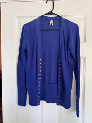 CUTE SNAP-UP Cardigan Color Story Womens M Sweater Blue