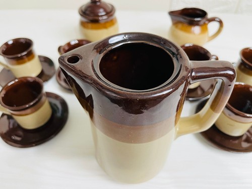 Set Completo da caffè Caffettiera 6 Tazzine zuccheriera lattiera Vintage Anni 70 - Foto 7 di 12