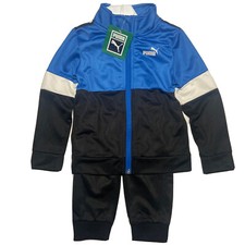 Puma Tracksuit 2pc Set Polyester Kids 2T BNWT Black/blue/white