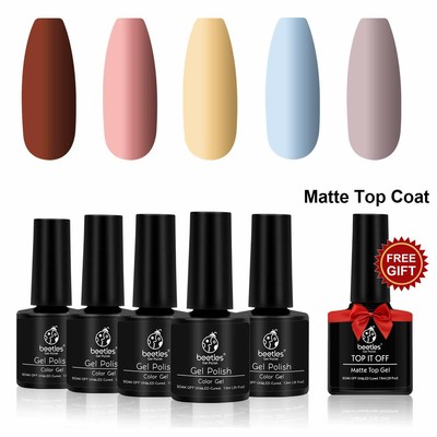 Beetles Matte Gel Nail Polish Set Pastel Red Yellow Sky Blue Pink