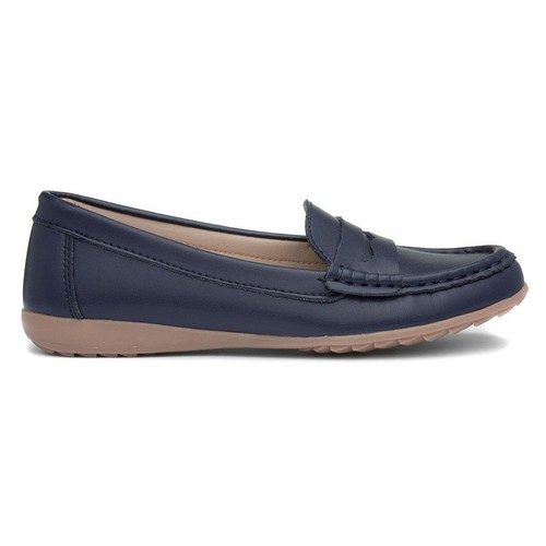 Topway Womens Shoes Blue Adults Ladies Loafer Navy Leather Slip On SIZE