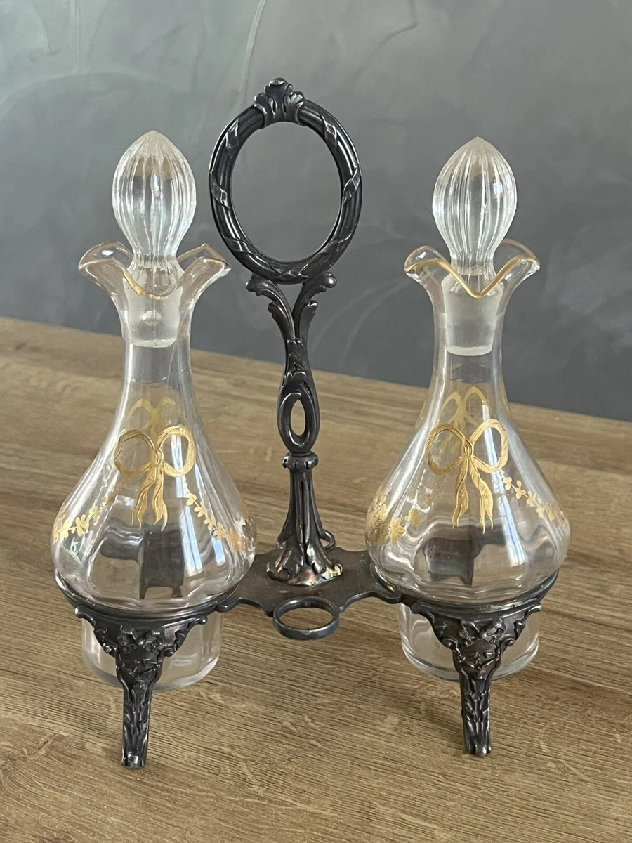 Set Huilier Et Vinaigrier En Cristal De Bohème – Élégant Et Vintage