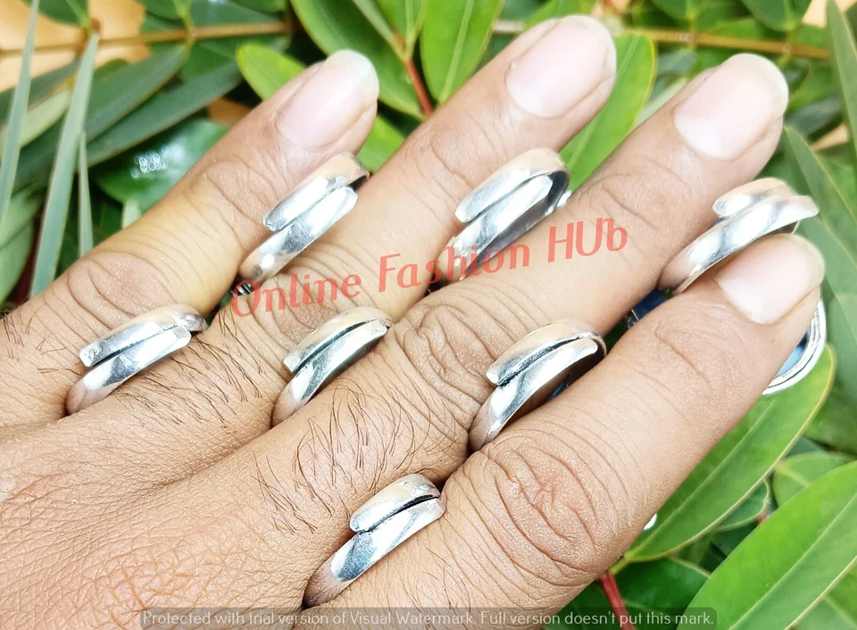 Lote al por mayor de anillos enchapados en plata de ley 925 con piedras preciosas ojo de tigre WOW Foto 2 de 3