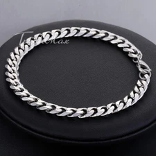10/11inch Silver Curb Cuban Link Anklet Bracelet Stainless Steel Chain 3/5/7mm 