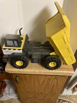 Vintage Tonka Toy Mighty Dump Truck 354 Metal Dump Bed Yellow And