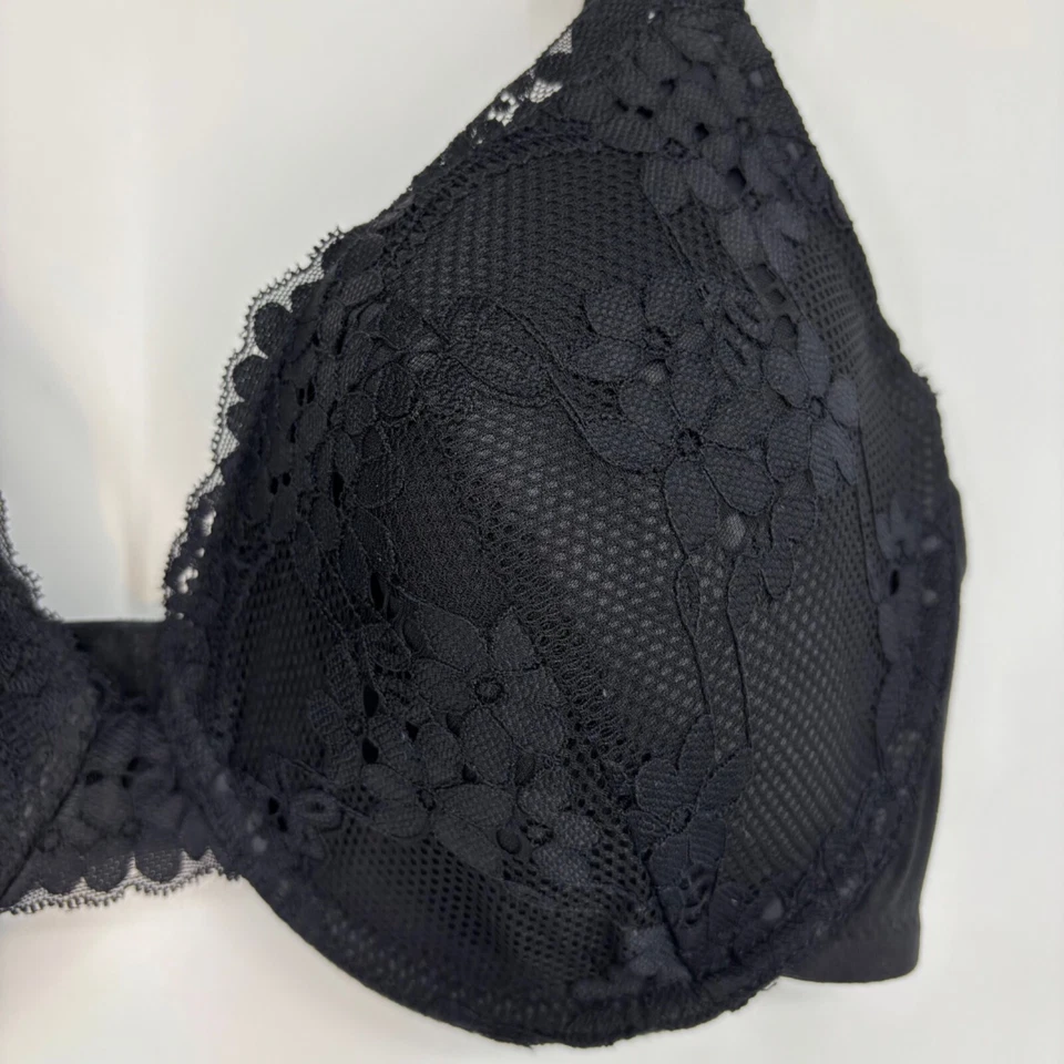 Jessica Simpson 40D 码钢圈文胸黑色蕾丝背部闭合可调节肩带 — 第 2/4 张图片