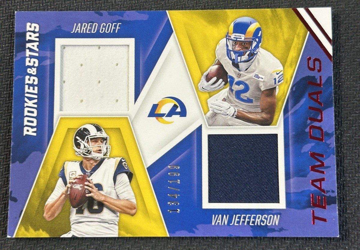 2020 Panini Rookies & Stars Team Duals Relic Jared Goff, Van Jefferson /199 Rams