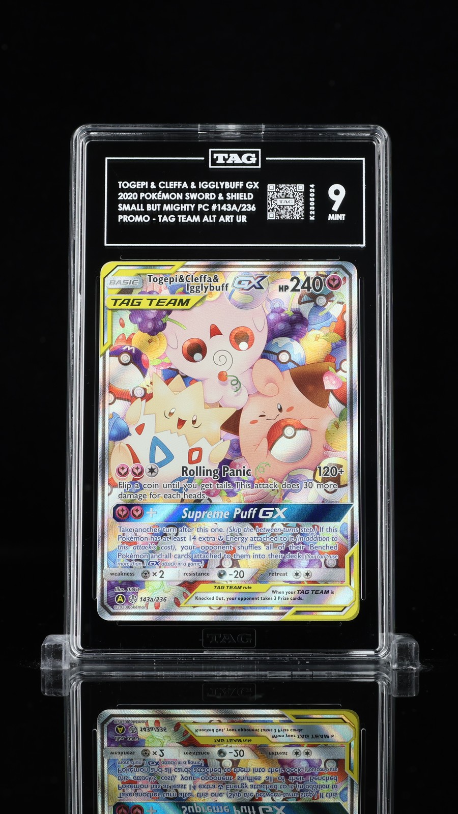 Togepi & Cleffa & Igglybuff Gx 143A/236 Alternate Art Pokemon Tag 9 Mint