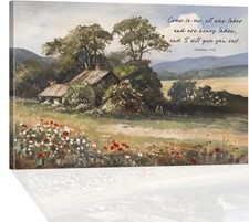 Framed Christian Bible Floral Canvas Wall Art,Bible Verse Wildflower Pattern ...