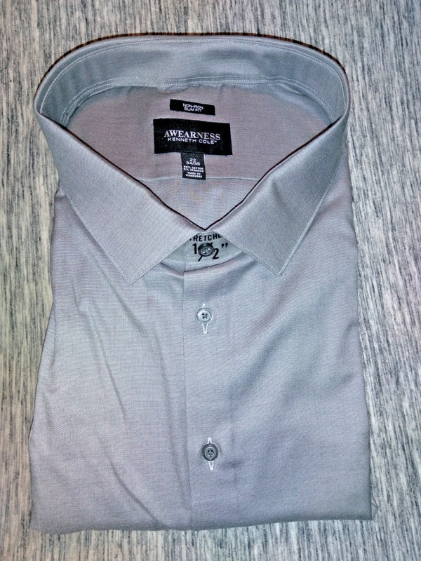Awearness Kenneth Cole Shirt Mens 5XL Gray Performance Stretch Non Iron Slim