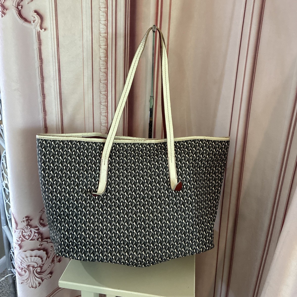 Roberta Pieri Black & White Double Handle Tote Bag Purse