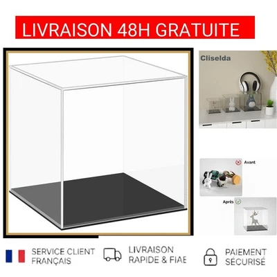 Vitrine Acrylique Cube 10x10x10cm Anti-Poussière Présentoir Figurines Collection - Photo 1/4