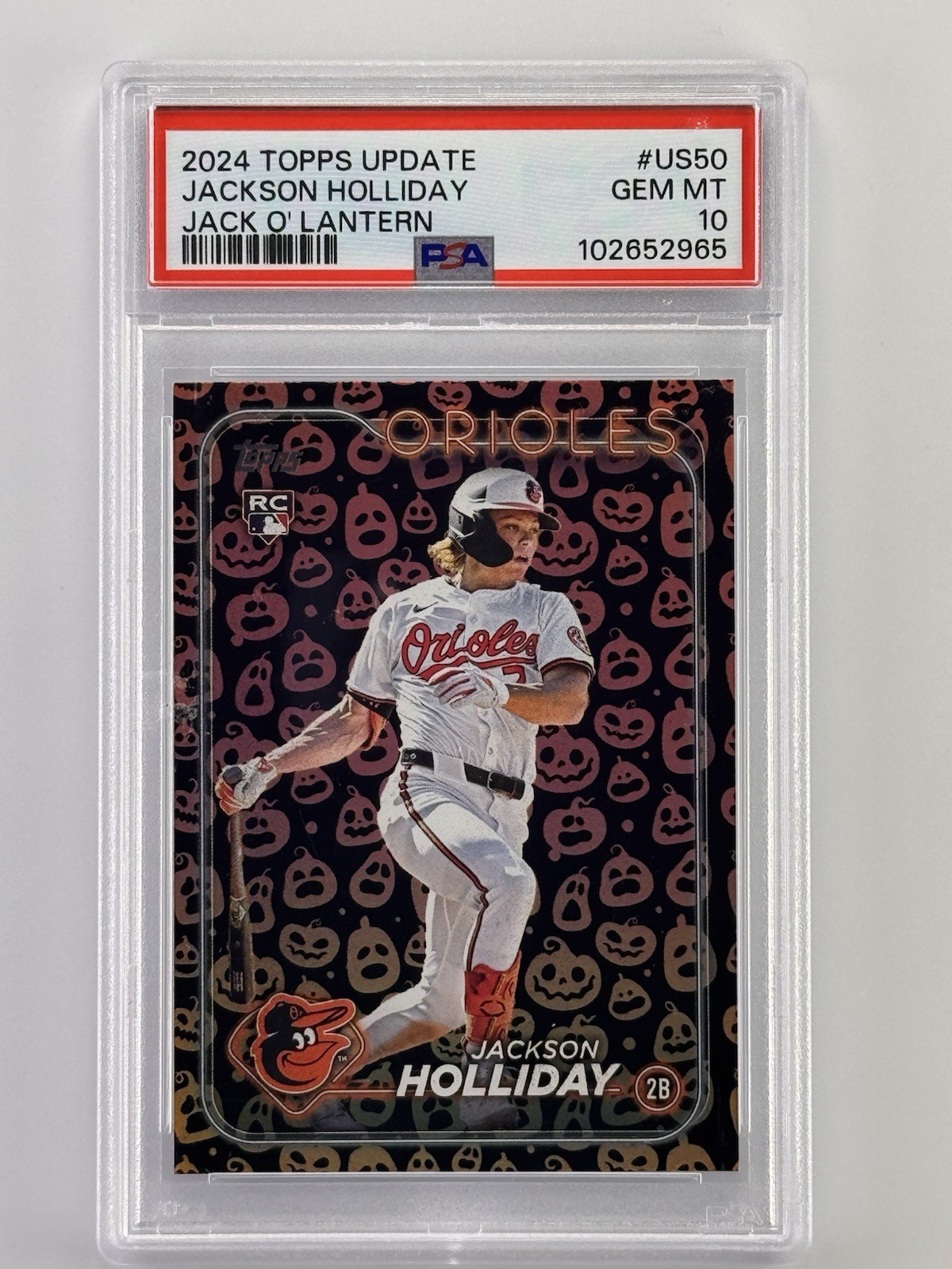 2024 Topps Update Series- Jackson Holliday #US50 Jack-O'-Lantern Foil (RC)PSA 10