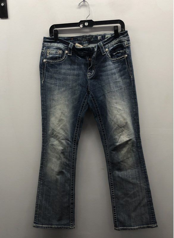 Miss Me Women's Blue Embellished Sequin Bootcut Jeans Contrast Stitch Sz 29x31
